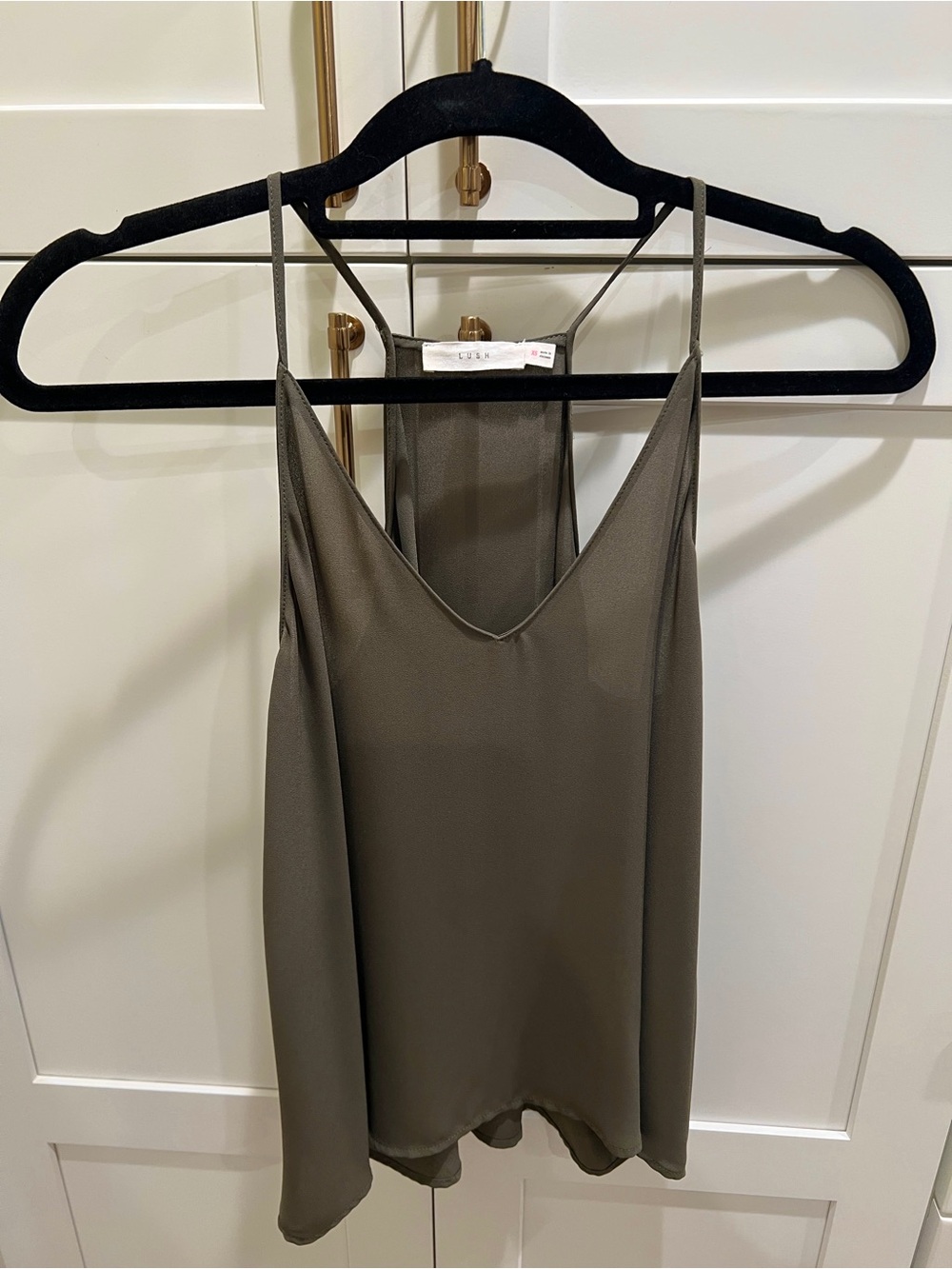 Lush XS Racerback Tank Top Dark Olive Grey New w/out tag